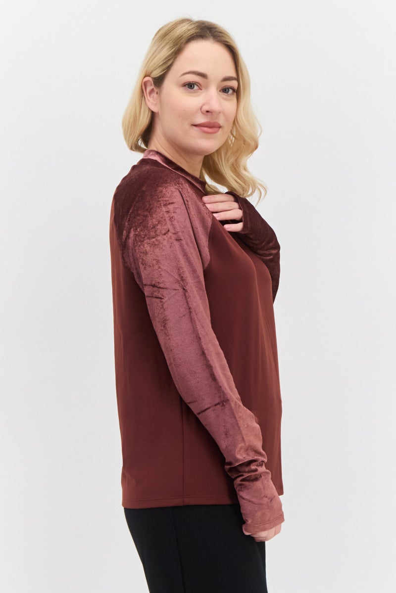 Nike Women Sportswear Fit Long Sleeves Training Top, Brown - Image 2