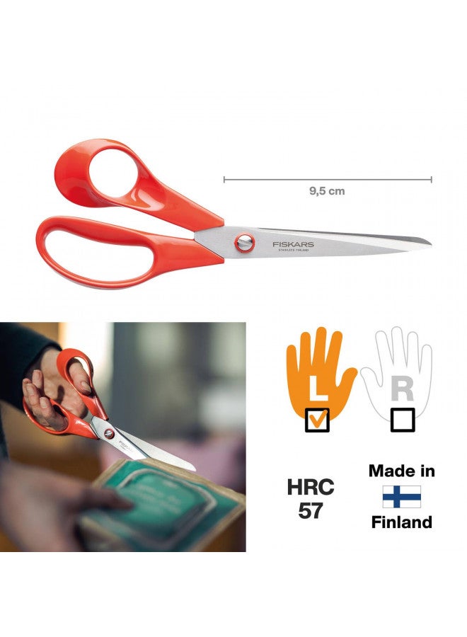 Fiskars 6411501985019 Left-Handed General Purpose, Scissors Length: 21 cm, Quality Steel/Synthetic Material, Classic, one, Red - Image 3