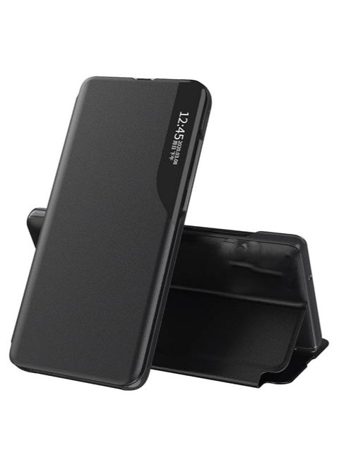 ELMO3EZZ Nova 9SE Magnetic Auto Closing Phone Case View Window Stand Feature Bump Proof Leather Protective Shell Nova 9SE (Black)