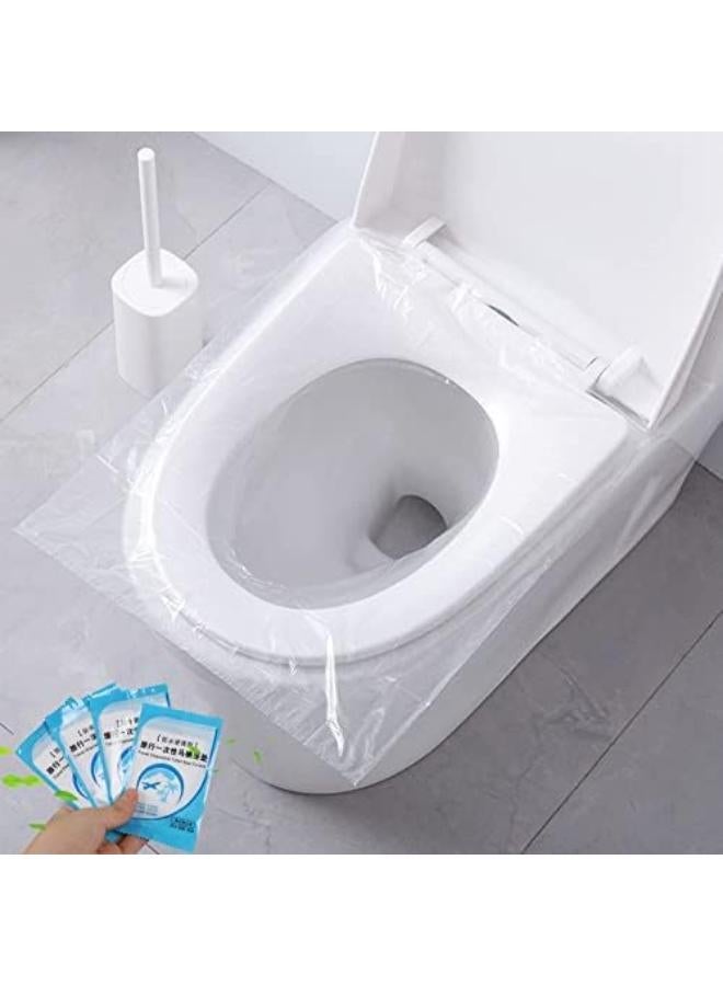أغطية مقاعد المراحيض البلاستيكية القابلة للاستخدام مرة واحدة، مضادة للبكتيريا ومقاومة للماء، أغطية مقاعد المراحيض المحمولة للاستخدام في المراحيض العامة والفنادق والطائرات (50 قطعة)، - Image 1