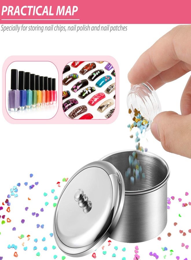 Maitys 3 Pieces Acrylic Liquid Container Stainless Steel Acrylic Liquid Powder Cup Stainless Steel Nail Powder Holder Container with Lids for Nail Design Tools - Image 4