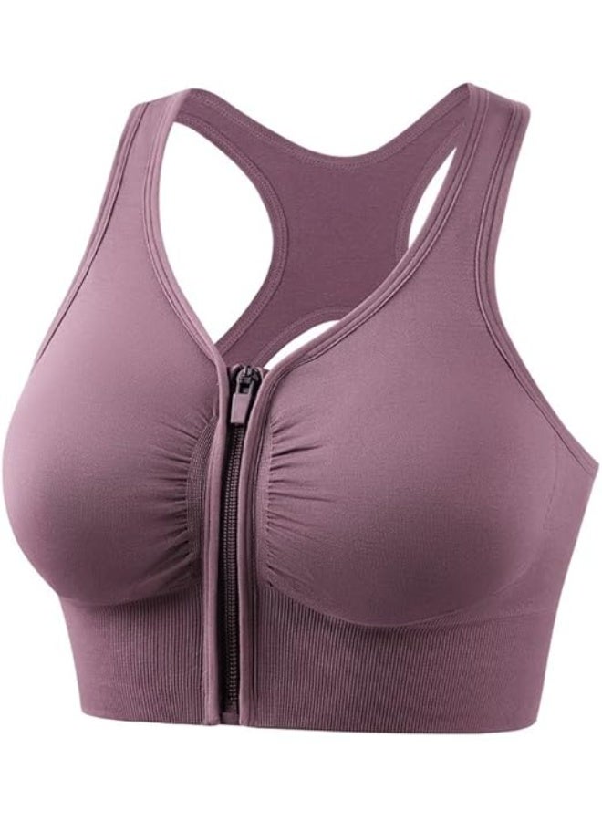 SHOWDAY Women's Zip Front Sports Bra Wireless Post-Surgery Bra Active Yoga Sports Bras Fitness Women's Sports Bra,Active Yoga Gym Pilates Crossfit - Image 2