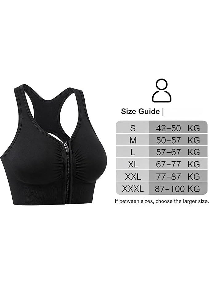 SHOWDAY Women's Zip Front Sports Bra Wireless Post-Surgery Bra Active Yoga Sports Bras Fitness Women's Sports Bra,Active Yoga Gym Pilates Crossfit - Image 4