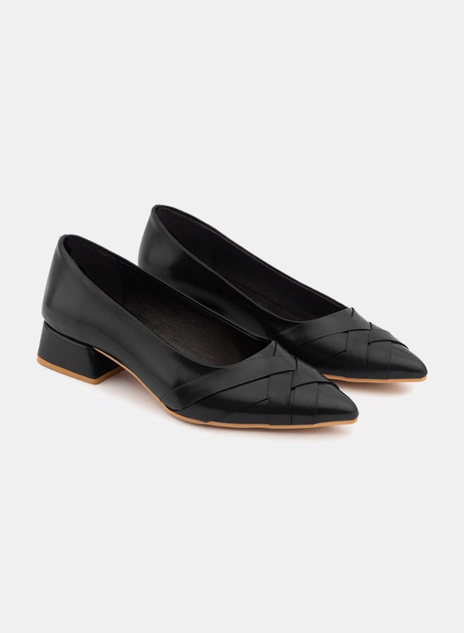 TGS Woven Toe Block Heel Pumps - Image 1