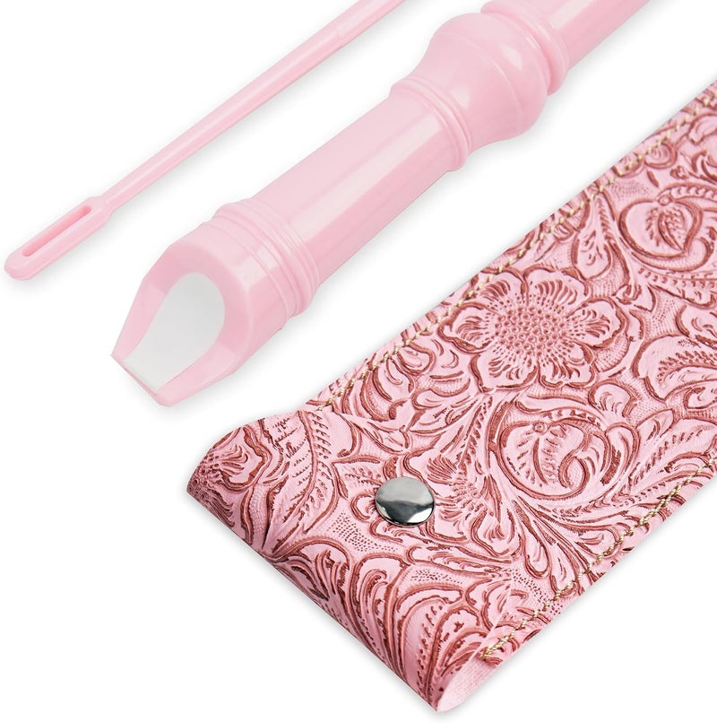 Jasenna Recorder Instrument for Beginner Adults,8-Hole Soprano Descant Recorder Music Flute with with Cleaning Rod & Leather Case For Home Entertainment(3-Carved Pink) - Image 5