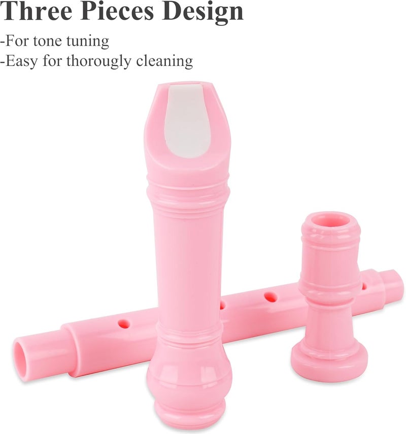 Jasenna Recorder Instrument for Beginner Adults,8-Hole Soprano Descant Recorder Music Flute with with Cleaning Rod & Leather Case For Home Entertainment(3-Carved Pink) - Image 3