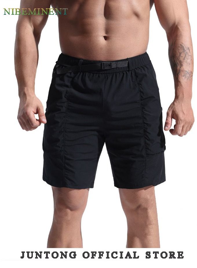 NIBEMINENT Men Casual  Sports Pockets Cotton Beach Shorts Fifth Pants Multi pocket Cargo pants  - Image 1