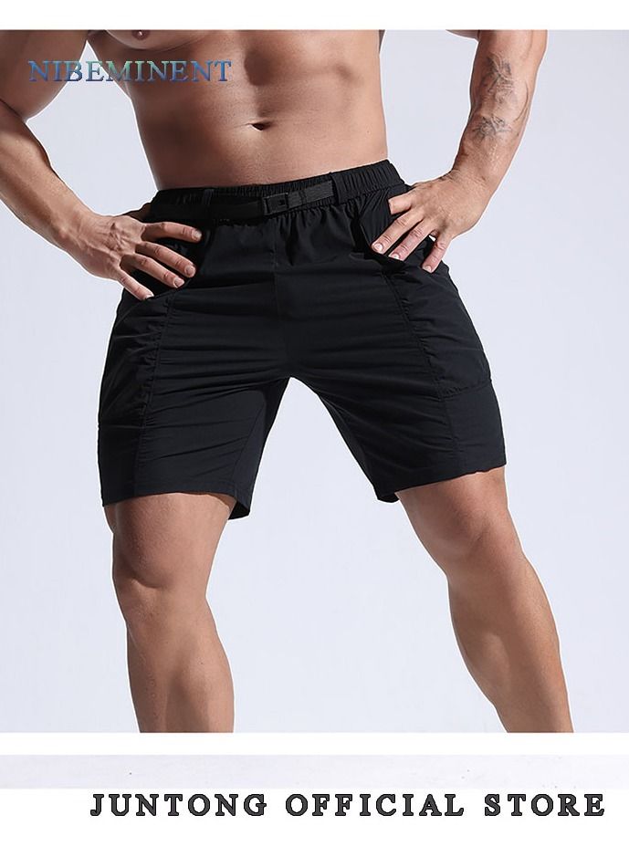 NIBEMINENT Men Casual  Sports Pockets Cotton Beach Shorts Fifth Pants Multi pocket Cargo pants  - Image 4