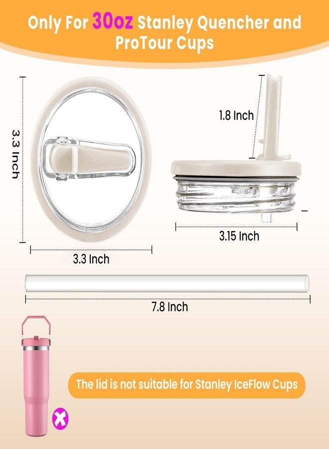 ANTAND 2 Pack Leak Proof Lid for 30oz Stanley H2.0 Quencher, No Spill Flip Straw Lid Replacement for Stanley Cup Accessories 30 oz Tumbler Lid Replacement Straw Cover Cap for Stanley Lids(Cream,Cream) - Image 2