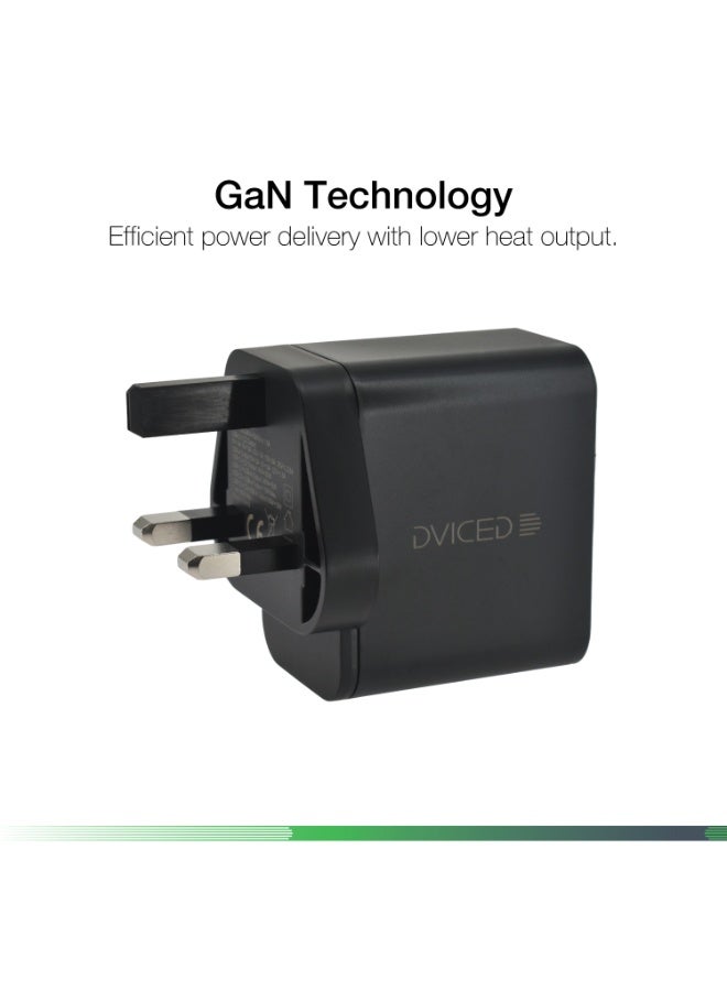Dviced Wall charger with 65W GaN - 2 USB-C 1 USB-A ports UK plug - Black - Image 4