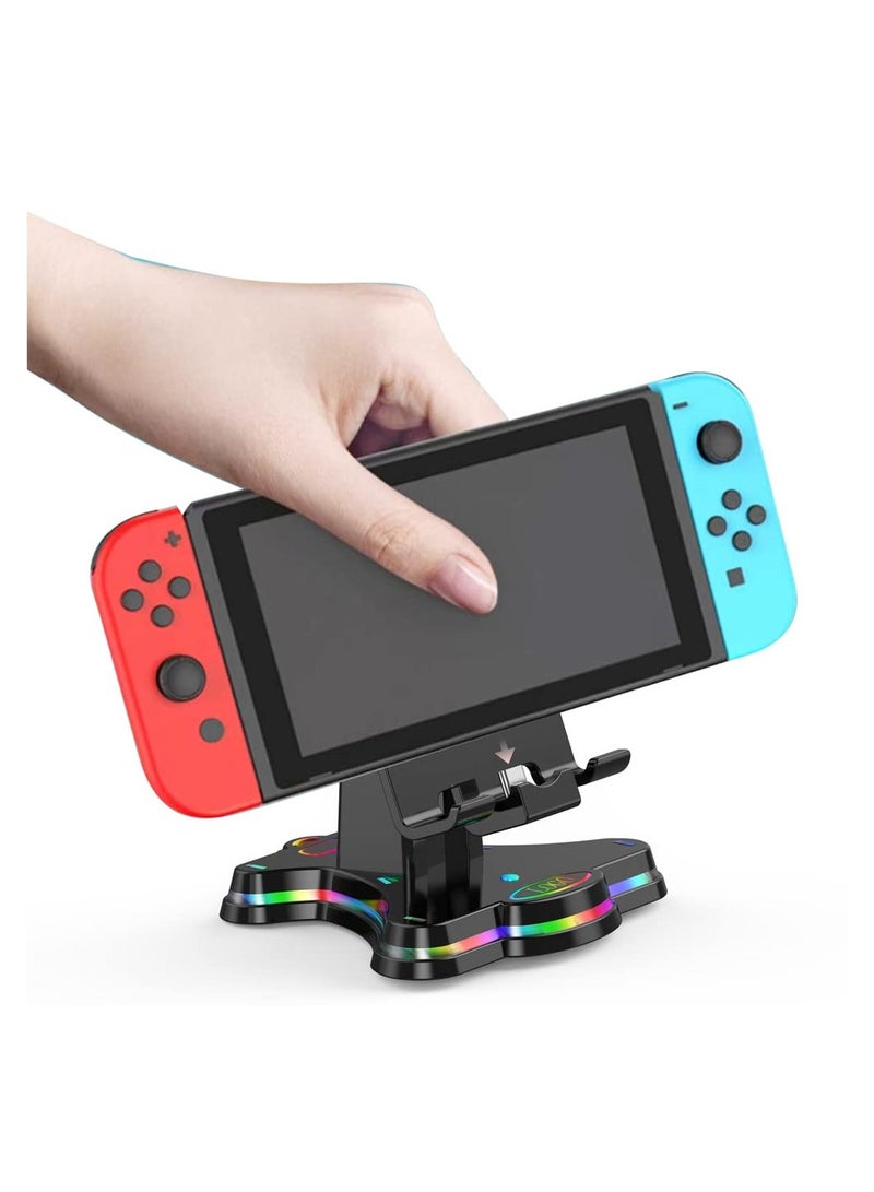 SYOSI Fit for Switch Charger Stand, Compatible for Nintendo Switch Charging Dock Station Accessories Switch Lite/OLED Portable Djustable with USB Type-C Port Charger Dock Station for Plug and Play (Black) - Image 2