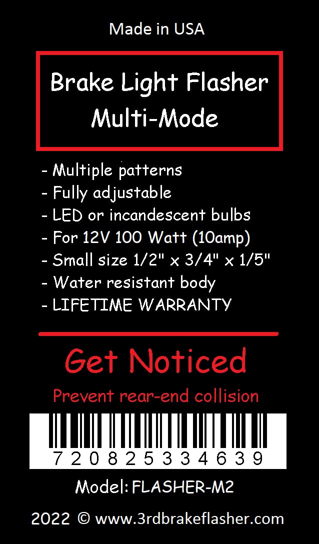 Timers.Shop Vehicle Brake Light Flasher Module. Safety Flash Light Alert. Universal. For Motorcycles and Cars. Model M2. Adjustable flash rate, cycles and more - Image 3