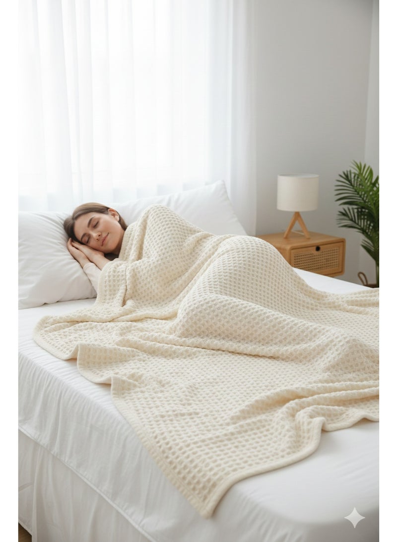 Nile Weave Elegant Egyptian Cotton Waffle Throw Blanket – ultra-soft, lightweight, and beautifully crafted. Enjoy luxurious comfort, breathable warmth, and timeless sophistication in any room. - Image 3
