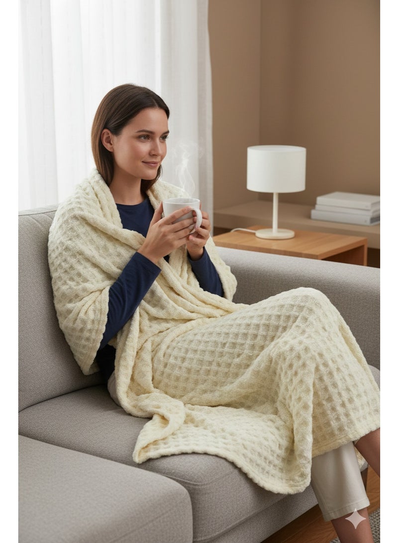 Nile Weave Elegant Egyptian Cotton Waffle Throw Blanket – ultra-soft, lightweight, and beautifully crafted. Enjoy luxurious comfort, breathable warmth, and timeless sophistication in any room. - Image 4