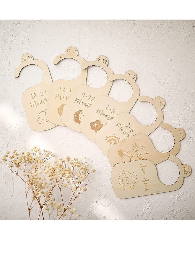 Baby Closet Dividers for Clothes OrganizerBeautiful Wooden Double-Sided Baby Clothes Size Hanger Organizers for Newborn to 24 Months for Nursery Decor - Image 1