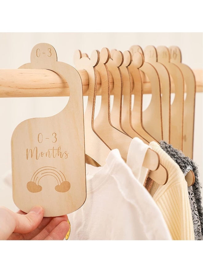 Baby Closet Dividers for Clothes OrganizerBeautiful Wooden Double-Sided Baby Clothes Size Hanger Organizers for Newborn to 24 Months for Nursery Decor - Image 2