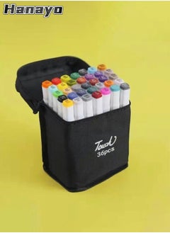 Hanayo 36 Colours Double Head Drawing Kit Coloring Markers for Painting Coloring Sketching and Drawing Animation Design Watercolor Brush Pens Dual Tips Art Markers Pen for Kids & Adult (White)  - Image 1