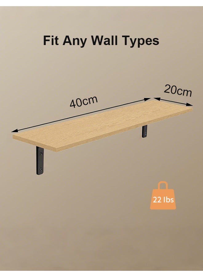 Floating Shelves, 4 Sets Wall Wooden Shelves for Décor, Mounted Bathroom Shelf Storage, Book Wall, Bedroom, Living Room – Log color - Image 2