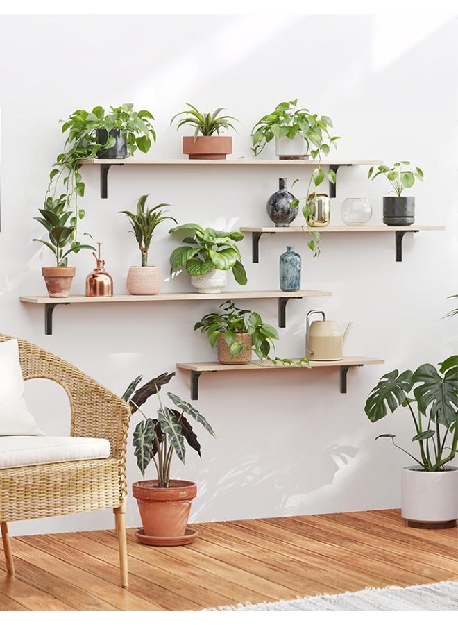 Floating Shelves, 4 Sets Wall Wooden Shelves for Décor, Mounted Bathroom Shelf Storage, Book Wall, Bedroom, Living Room – Log color - Image 4