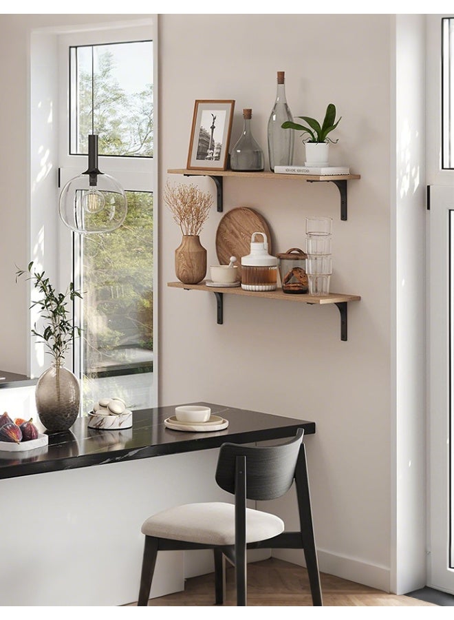 Floating Shelves, 4 Sets Wall Wooden Shelves for Décor, Mounted Bathroom Shelf Storage, Book Wall, Bedroom, Living Room – Log color - Image 3