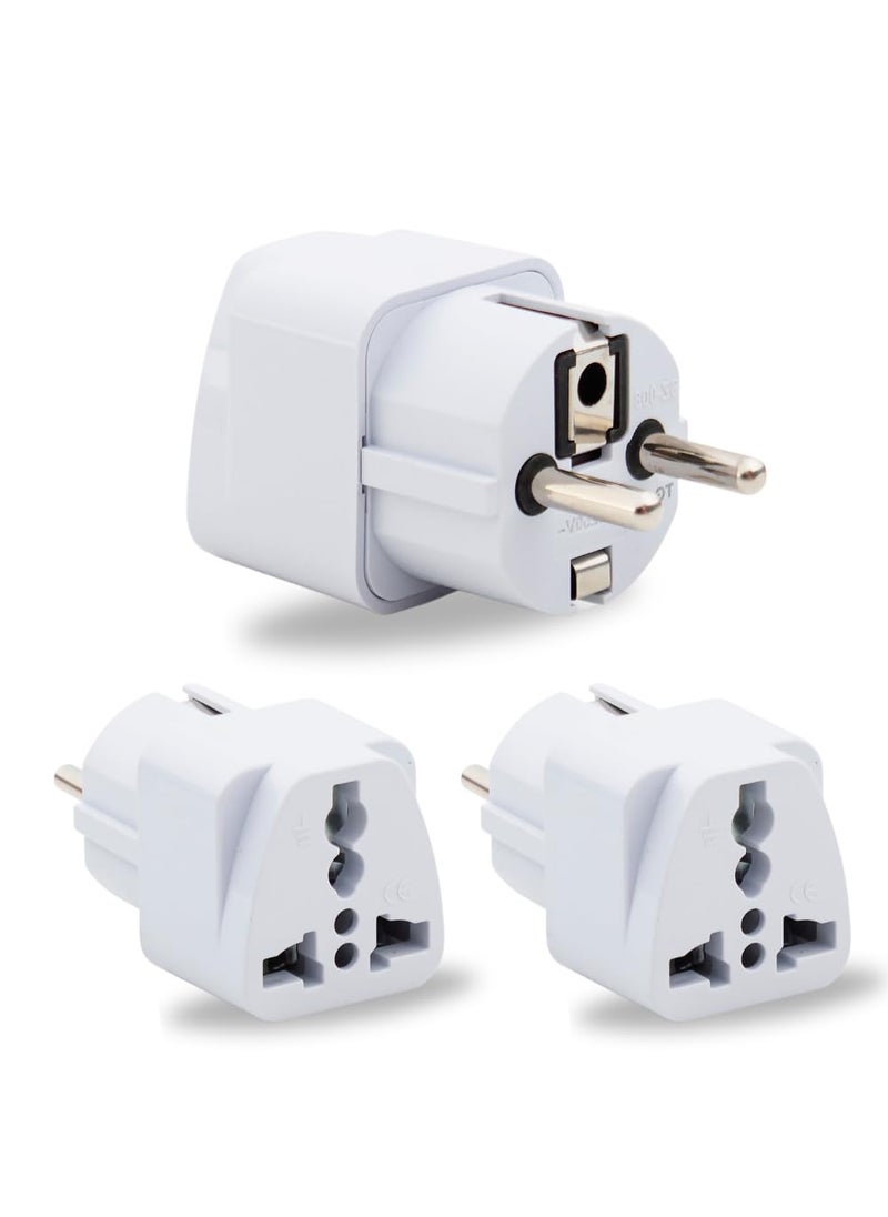 HI PLASST PINS N PLUGS HiPLASST India to Europe Converter Plug Germany Travel Adapter Pack of 3 Type ETypeF Universal Socket with Schuko Pin Power Plug 2pin to 3pin South Korea France Europe Russia  - Image 1