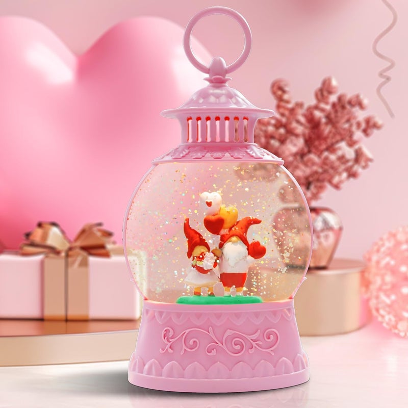 Aixuler Valentine's Day Gnomes Snow Globe Musical Decor,Valentines Day Couple Gnomes Light Up Snow Globe 6H Timer, USB/Battery Operated,Valentines Day Gifts for Her, Teacher, Girls, Him - Wedding for Women - Image 1