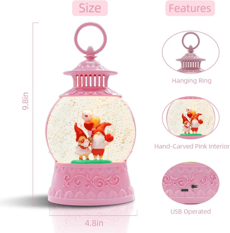 Aixuler Valentine's Day Gnomes Snow Globe Musical Decor,Valentines Day Couple Gnomes Light Up Snow Globe 6H Timer, USB/Battery Operated,Valentines Day Gifts for Her, Teacher, Girls, Him - Wedding for Women - Image 3