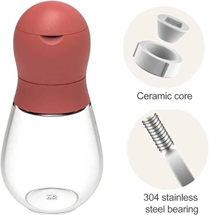 KITQO Salt and Pepper Grinder Set 5 Oz Refillable Pepper Mill Set Adjustable Coarse Pepper Mill with Ceramic Rotor for Peppercorn Salt or Spice Mill Red White - Image 5