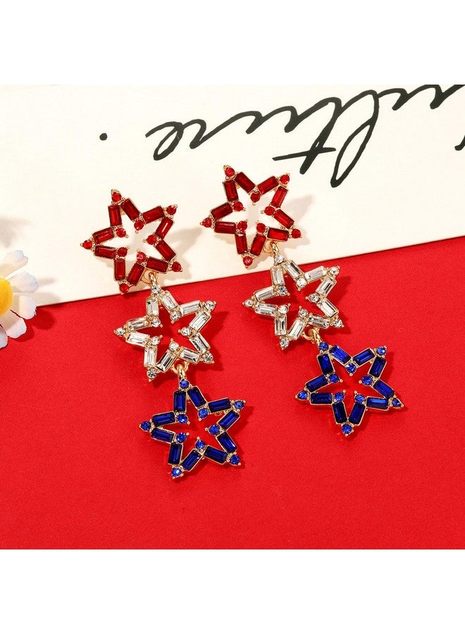 CEALXHENY 4Th Of July Earrings, 4Th Of July Outfits For Women, 4Th Of July Accessories, Patriotic Letter Usa Earrings, Beaded American Flag Star Earrings (Star 5) - Image 2