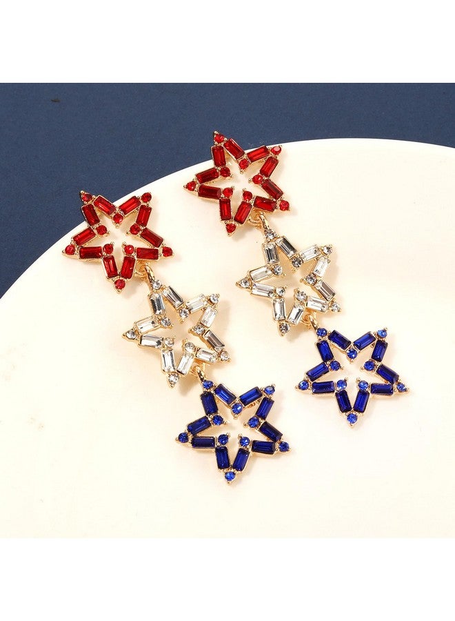 CEALXHENY 4Th Of July Earrings, 4Th Of July Outfits For Women, 4Th Of July Accessories, Patriotic Letter Usa Earrings, Beaded American Flag Star Earrings (Star 5) - Image 5