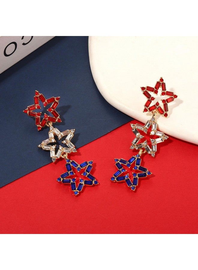 CEALXHENY 4Th Of July Earrings, 4Th Of July Outfits For Women, 4Th Of July Accessories, Patriotic Letter Usa Earrings, Beaded American Flag Star Earrings (Star 5) - Image 3