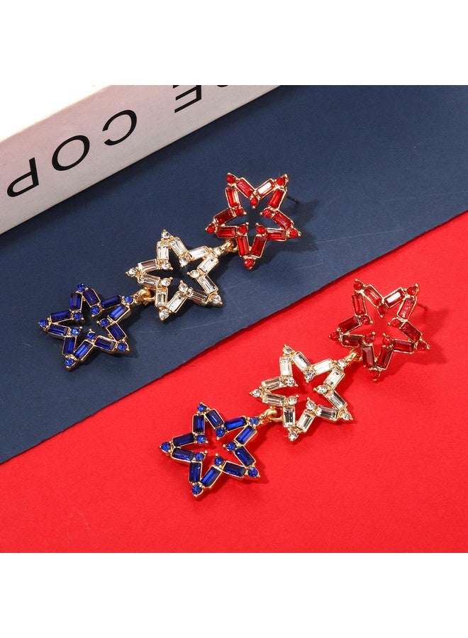 CEALXHENY 4Th Of July Earrings, 4Th Of July Outfits For Women, 4Th Of July Accessories, Patriotic Letter Usa Earrings, Beaded American Flag Star Earrings (Star 5) - Image 4