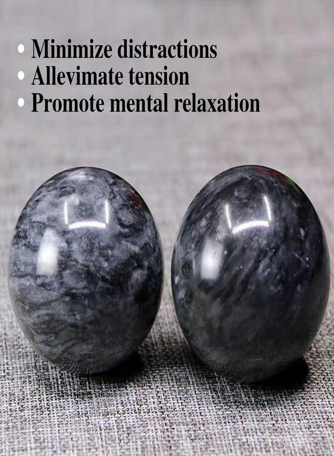 Hmsddan Traditional Chinese Baoding Balls, Marble Health Exercise Stress Relief Balls, Dark Grey, 2-Piece Set (Dark Grey, Small-1.38") - Image 3