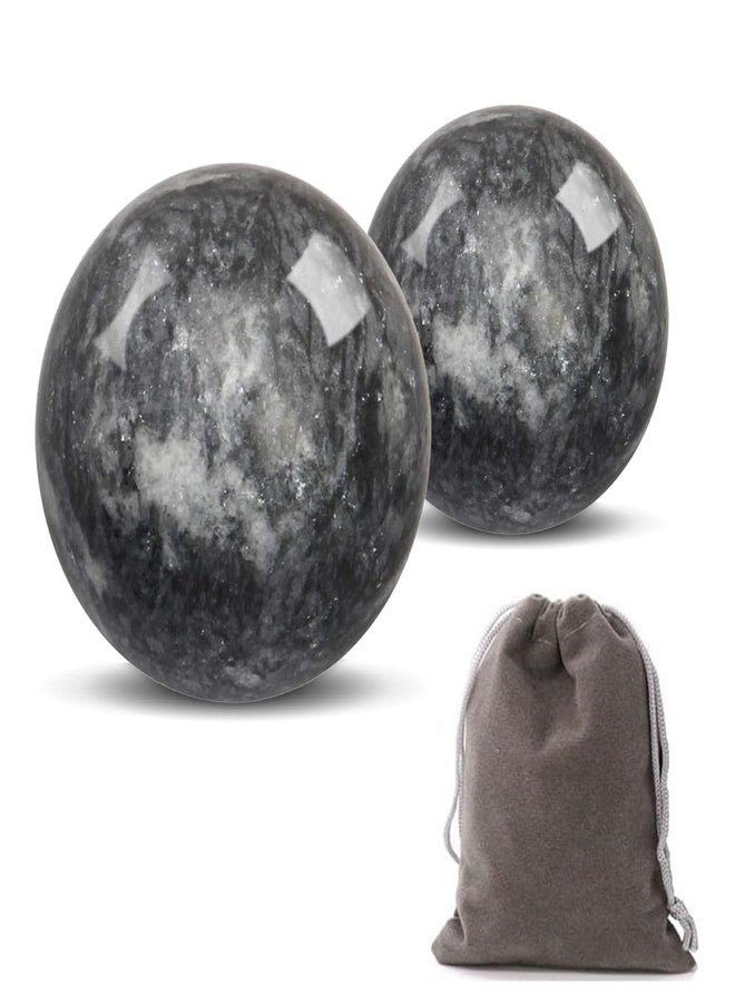 Hmsddan Traditional Chinese Baoding Balls, Marble Health Exercise Stress Relief Balls, Dark Grey, 2-Piece Set (Dark Grey, Small-1.38") - Image 1