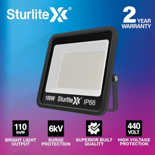 Sturlite Toddo 100 W LED Flood Light| Cool White 6500K Color Temperature LED Lamp| IP66 Waterproof Surge Protection Focus Light for Factory, Garage, Parking, Garden, Playground & Shop - (Pack of 1) - Image 3