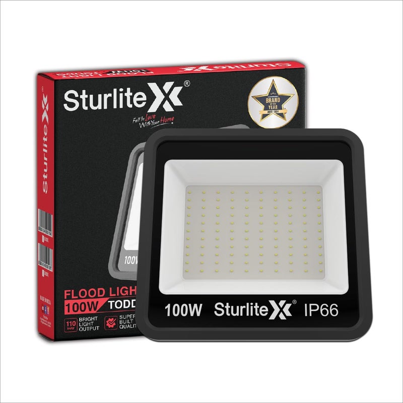 Sturlite Toddo 100 W LED Flood Light| Cool White 6500K Color Temperature LED Lamp| IP66 Waterproof Surge Protection Focus Light for Factory, Garage, Parking, Garden, Playground & Shop - (Pack of 1) - Image 2