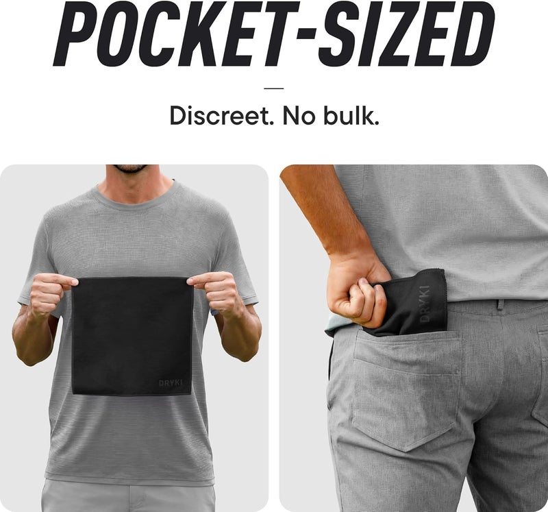 DRYKI Pocket-Sized Sweat Towels - The Original Sweat Absorbing Handkerchiefs - Quick-Dry Microfiber Sweat Rags for Face, Hands, & Body - Men & Women - Gym, Sports, and Work (Black: 20 Pack) - Image 4