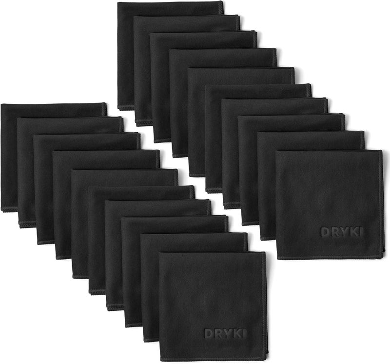 DRYKI Pocket-Sized Sweat Towels - The Original Sweat Absorbing Handkerchiefs - Quick-Dry Microfiber Sweat Rags for Face, Hands, & Body - Men & Women - Gym, Sports, and Work (Black: 20 Pack) - Image 1