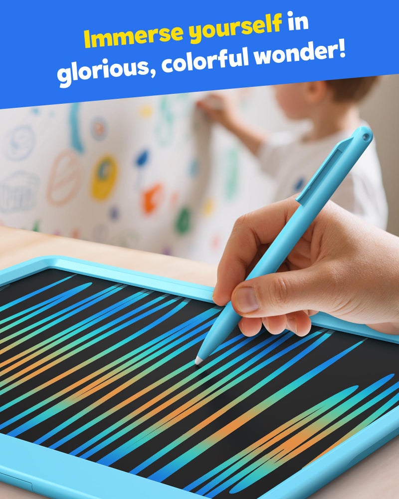 TEKFUN LCD Writing Tablet for Kids Boys Toys, 12 Inch Erasable Doodle Board Colorful Doodle Pad, Mess Free Coloring Board Games Toys Gifts for Toddlers Boys Adults (Blue) - Image 4