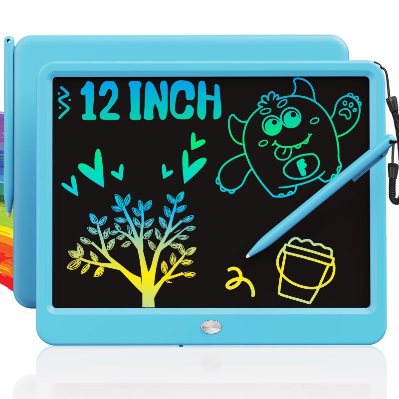 TEKFUN LCD Writing Tablet for Kids Boys Toys, 12 Inch Erasable Doodle Board Colorful Doodle Pad, Mess Free Coloring Board Games Toys Gifts for Toddlers Boys Adults (Blue) - Image 1