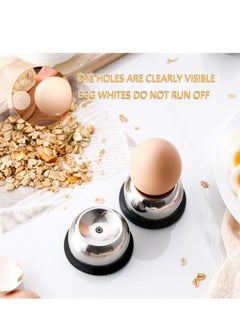 Excefore Egg Hole Puncher, 2pcs Stainless Steel Egg Piercer, Egg Opener Tool with Non-Slip Silicone Mat, Egg Cups for Raw Soft Hard Boiled Egg, Egg Puncher Kitchen Tools for Home Restaurant  - Image 4