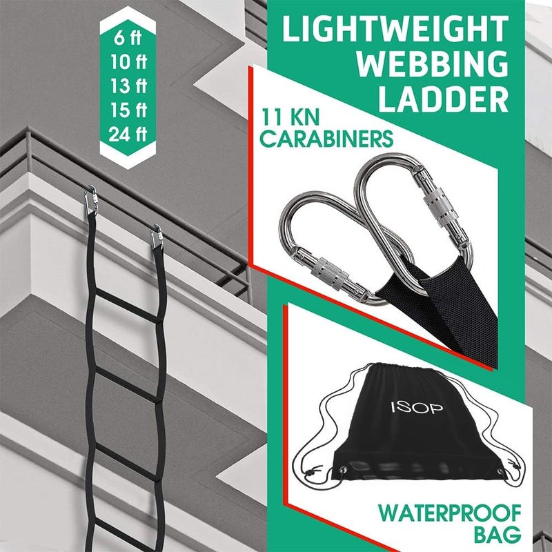 ISOP Kids Ladder 6.5ft | Multi-use Webbing Ladder with Stand-Offs - Spring Hooks & Black Bag Included - 2m Ladder Lightweight & Reliable Holds up to 960 lbs. | Climbing Ladder - Image 5