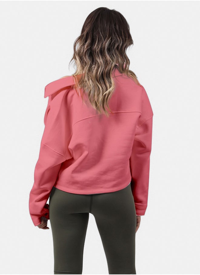 SHECHICK Shechick Melton Dusty Pink Crop Shirt  - Image 3