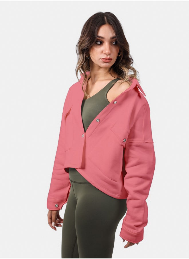 SHECHICK Shechick Melton Dusty Pink Crop Shirt  - Image 2