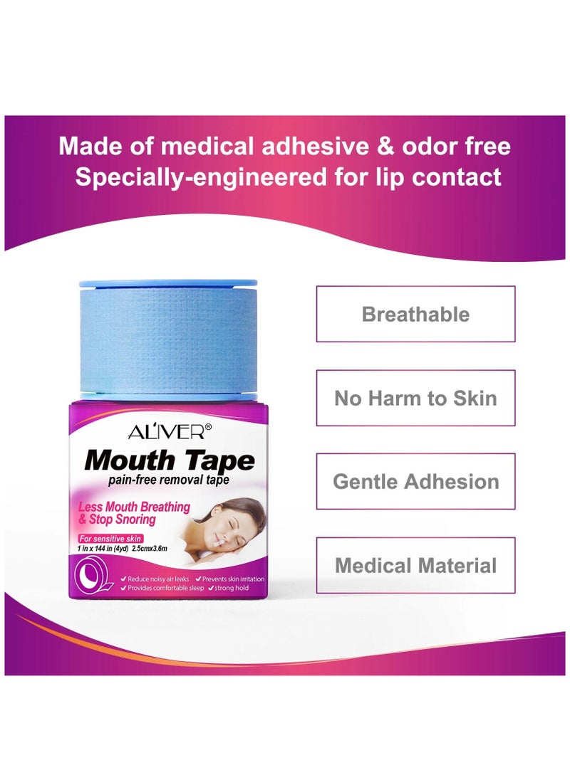 ALIVER Mouth Tape for Sleeping 2.5cm x 3.6cm Sleep Mouth Strips for Less Mouth Breathing Advanced Gentle Mouth Strips for Nasal Breathing Improve Sleep Quality and Stop Snoring Solution Strips  - Image 2