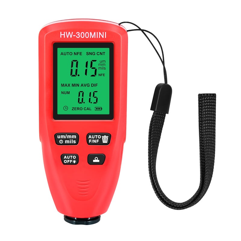 Paint Thickness Gauge Red: HD Display Anti-slip Design - Auto Substrate Detection Paint Thickness Meter for Used Car Inspection, Metal Processing, Outdoor Use - Image 5