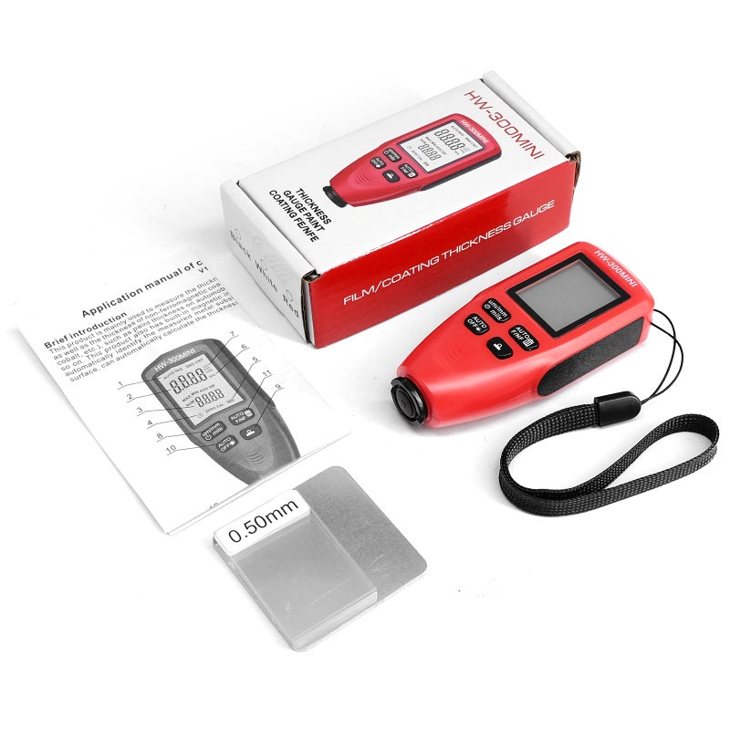 Paint Thickness Gauge Red: HD Display Anti-slip Design - Auto Substrate Detection Paint Thickness Meter for Used Car Inspection, Metal Processing, Outdoor Use - Image 2