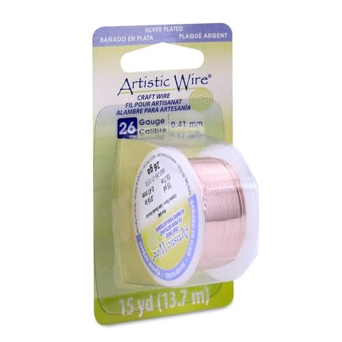Artistic Wire, 26 Gauge Silver Plated Tarnish Resistant Colored Copper Craft Jewelry Wrapping Wire, Rose Gold, 15 yd - Image 1