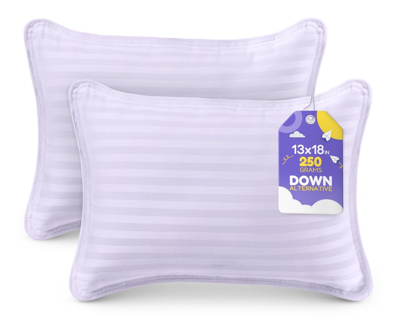 Utopia Bedding Toddler Pillow (Lavender, 2 Pack), 13x18 Pillows for Sleeping, Soft and Breathable Cotton Blend Shell, Small Kids Pillow Perfect for Toddler Bed and Travel (Intended for Age 2 and up) - Image 1