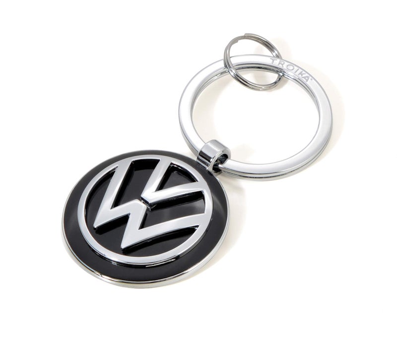 Troika VW Volkswagen Keyring - KR16-05/VW - VW Logo Keychain - Additional Keyring - Cast Metal - Chrome Plated - Silver - Image 1